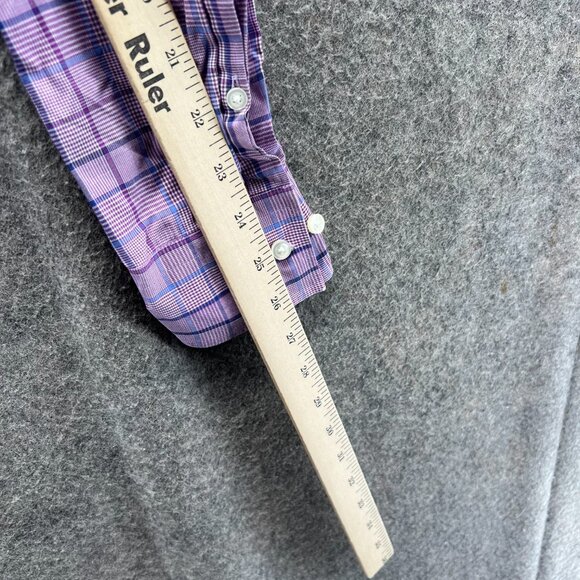 Hugo Boss Dress Shirt Men 16.5 42 Pink Button Down Windowpane Dress Slim Classic - Picture 5 of 10